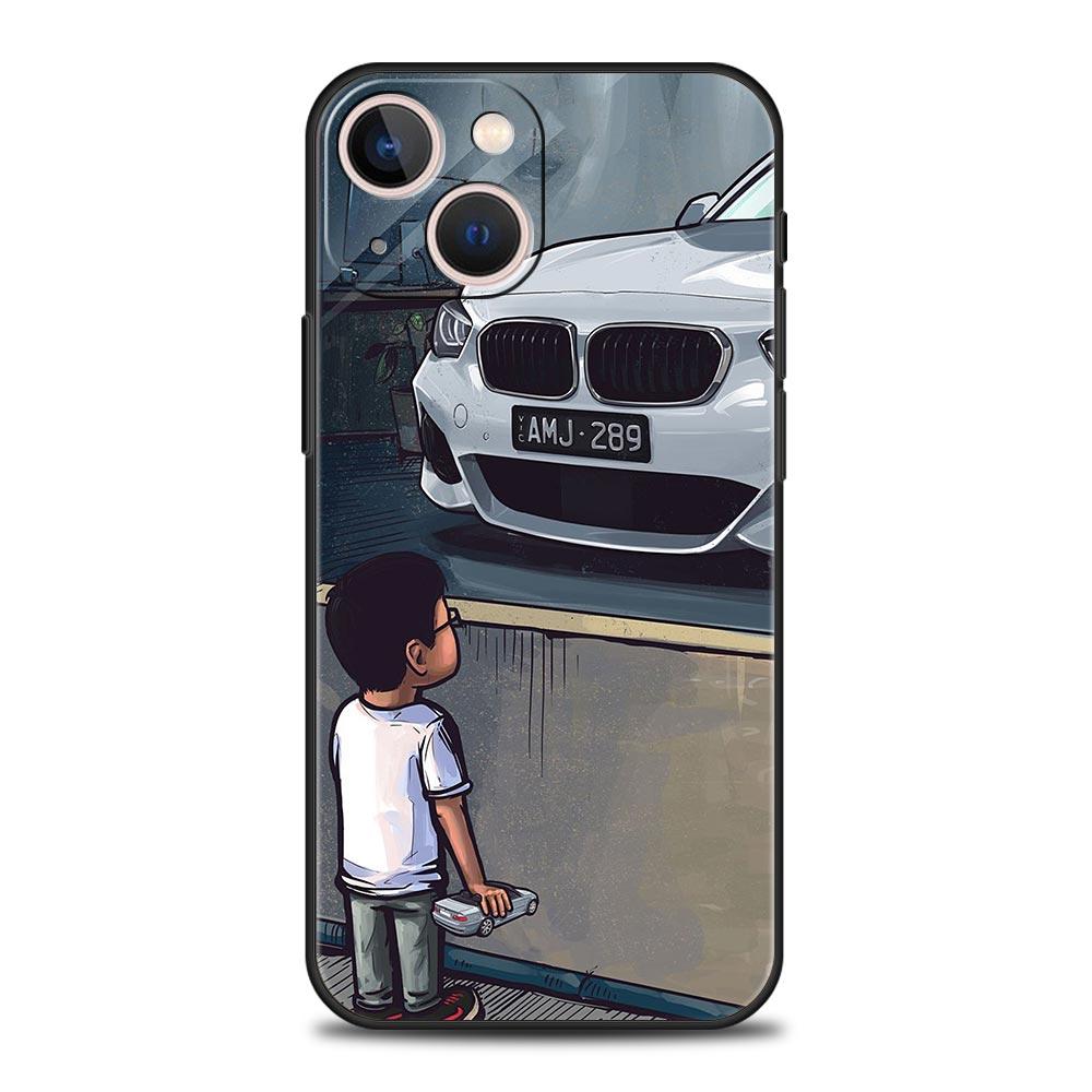 Boy See Sports Car Jdm Drift Luxury Soft Phone Case For iPhone 13 15 14 12 11 Pro MAX XR X SE XS 7 8 Plus Protection Cover