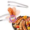 2-10pcs BBQ Sausage Turning Tongs Kitchen Hot Dogs Cooking Clip Stainless Barbecue Long Handle Tongs for Flipping Bacon Steak