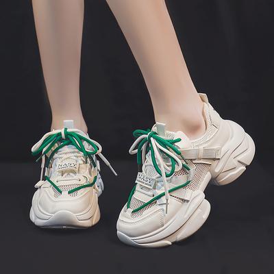 2024 Новые женские кроссовки в корейском стиле, новая сетка, высокая подошва, универсальная повседневная обувь, уличная удобная обувь для бега и спорта