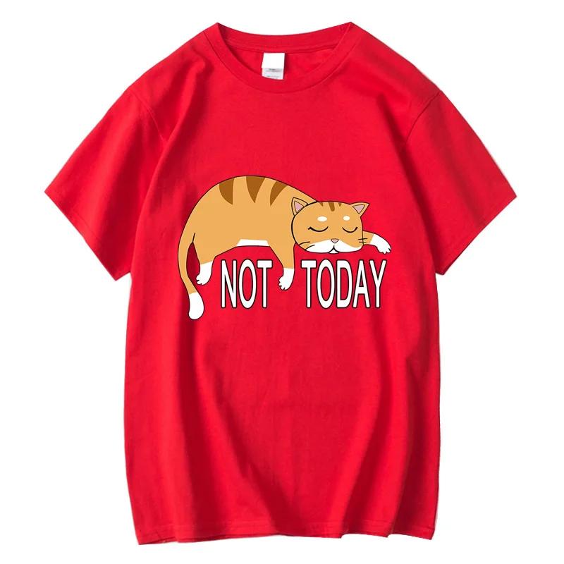 Летняя мужская футболка высокого качества 100% хлопок забавный ленивый кот принт повседневные крутые свободные футболки с круглым вырезом с графикой для мужчин топы
