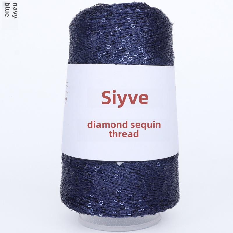 Пряжа с пайетками Siyue 2 мм - шерстяная пряжа ручной работы для проектов своими руками (100г)