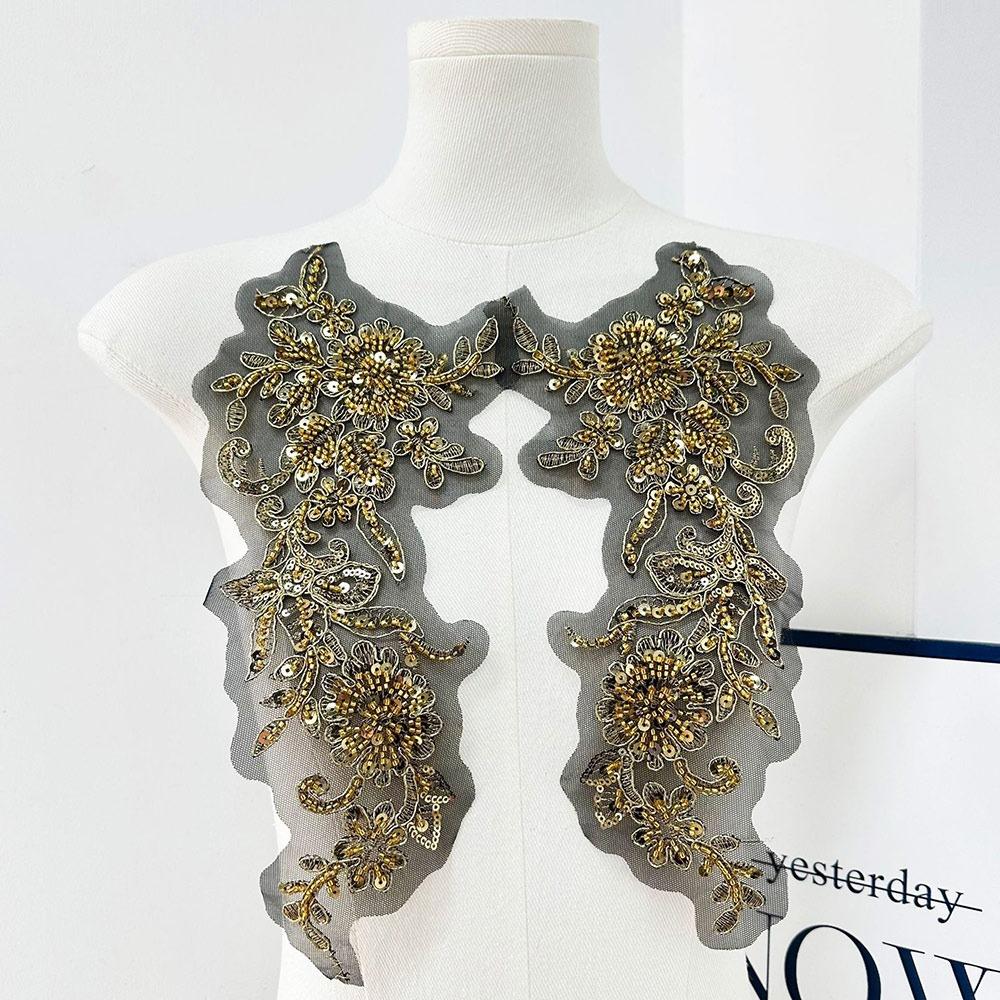 2PCS/1Pair Handmade Clothing Applique Mesh Clothing Patch Fashion Chest Flower