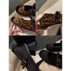 Sheepskin Version~ Temperament Round Head with Leopard Print Inner Height Increase Mary Jane Shoes Women's Shallow Mouth Single Shoes