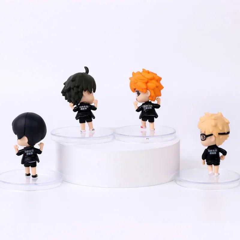 4Pcs/1Set Haikyuu Figure Tobio Kageyama Model Q version Hinata Shoyo Toy Kei Tsukishima Gift Collection Tadashi Yamaguchi PVC