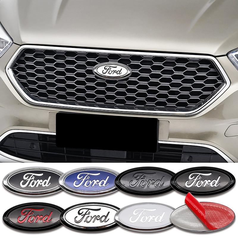 AJK1 17.5cm Car Front Rear Badge Emblem Replacement For Ford Edge Escape Fiesta Transit Ranger Roush Fusion Focus Tuning Accessory