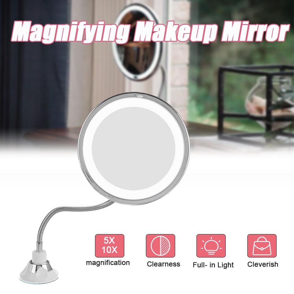 36V 5X/10X LED Mirror Makeup Mirror with LED Light Vanity Miroir LED Miroir Magnifying Mirror Magnifying with LED Light White + Silver