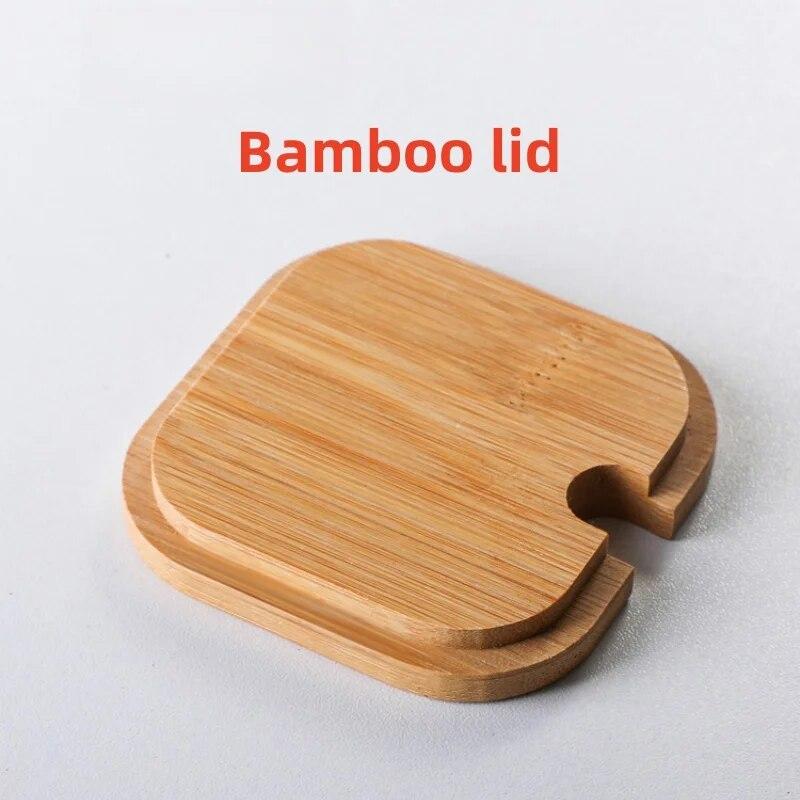 3pcs Set Glass Seasoning Jars with Bamboo Lid Spoon and Storage Tray Salt Sugar Spices Food Storage Container Kitchen Oraganizer