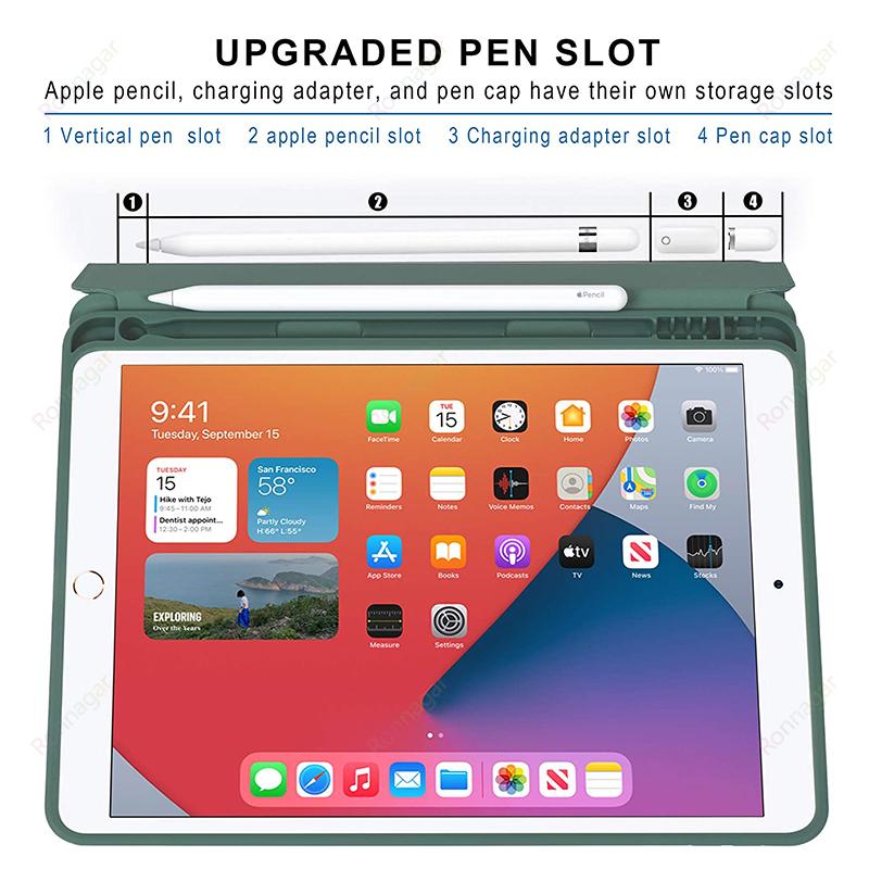 Case for iPad 10.2Inch 9th/8th/7th with Pencil Holder iPad A19 12th A16 Air11 M2 M3 M4 M5 Pro11 10.5 Air4/5/6/7/8 9.7