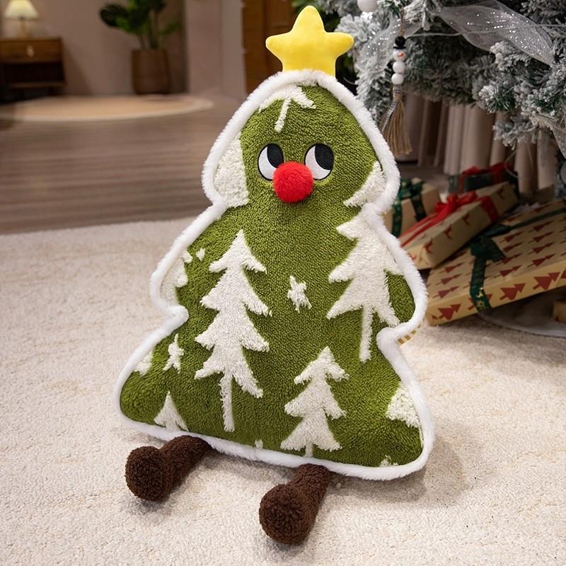 Tree Cartoon Christmas Stuffed Doll Plush Pillow Ornament Holiday Gifts Decor