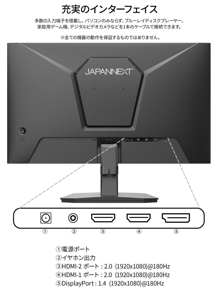 Site JAPANNEXT Inch IPS Panel Equipped with 180Hz Compatible Full HD Resolution Gaming Monitor HDMI DP 1ms HDR Connection Year [EC Only] 23.8