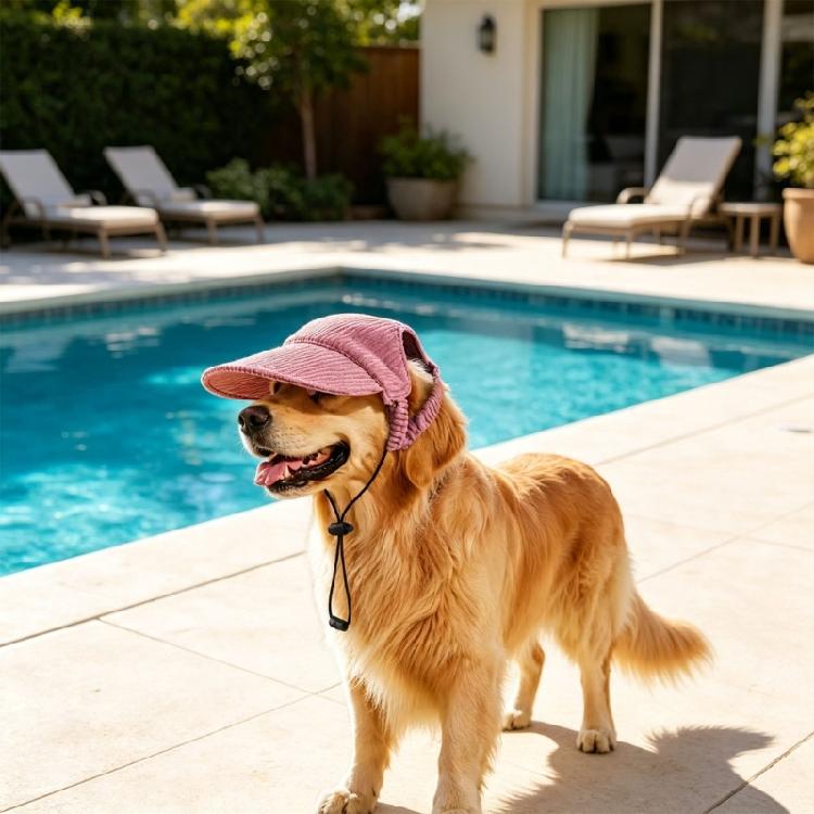 Pet Baseball Cap for Small Puppy Animals, Open-Ear Baseball Cap with Rear Stretch Panel and Sun Shade Front for Outdoors