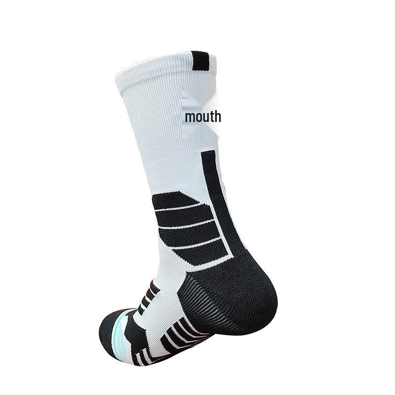 Qiao Kushi Mid-Calf Sports Socks, Thick Terry, Sweat-Absorbent, Adult Basketball Socks
