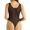 Women's Mesh Sheer See Through Zipper High Cut Thong Teddy Leotard Bodysuit Swimsuit