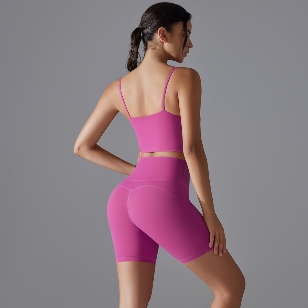 Auroth Женский спортивный комплект для йоги без рукавов Тренировочные костюмы для спортзала Бюстгальтер с открытой спиной Шорты Push Up Спортивная одежда для фитнеса