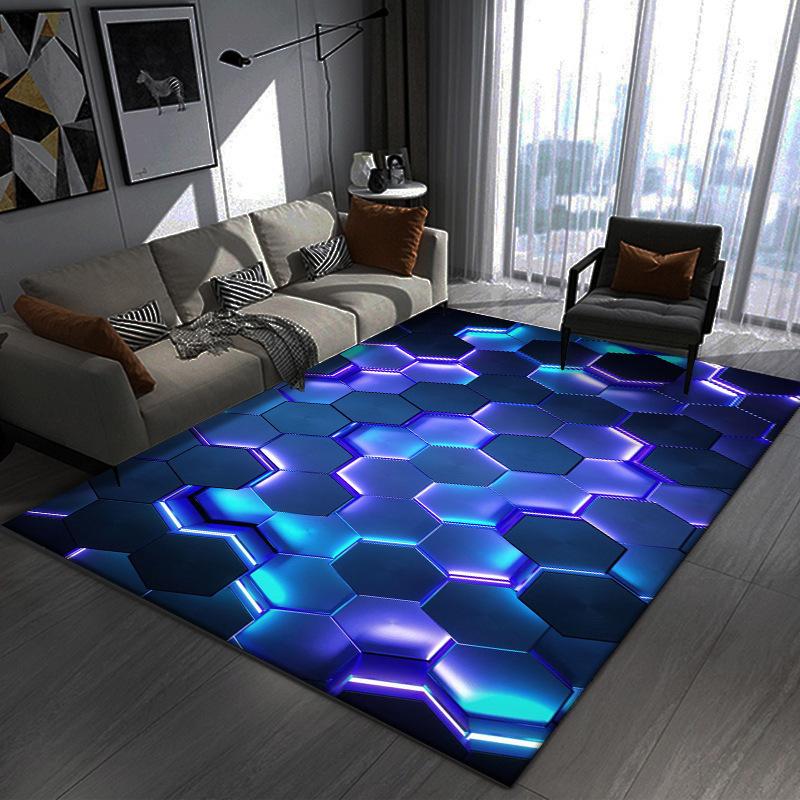 3D Abstract Geometric Illusion Area Rug Carpet for Living Room Modern Bedroom Sofa Doormat Decor Kid Game Non-slip Floor Mat