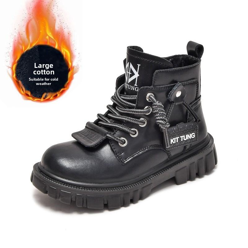 Осенне-зимние новые детские желтые ботинки, повседневные, с мягкой подошвой, нескользящие, бархатные, короткие ботинки для маленьких мальчиков