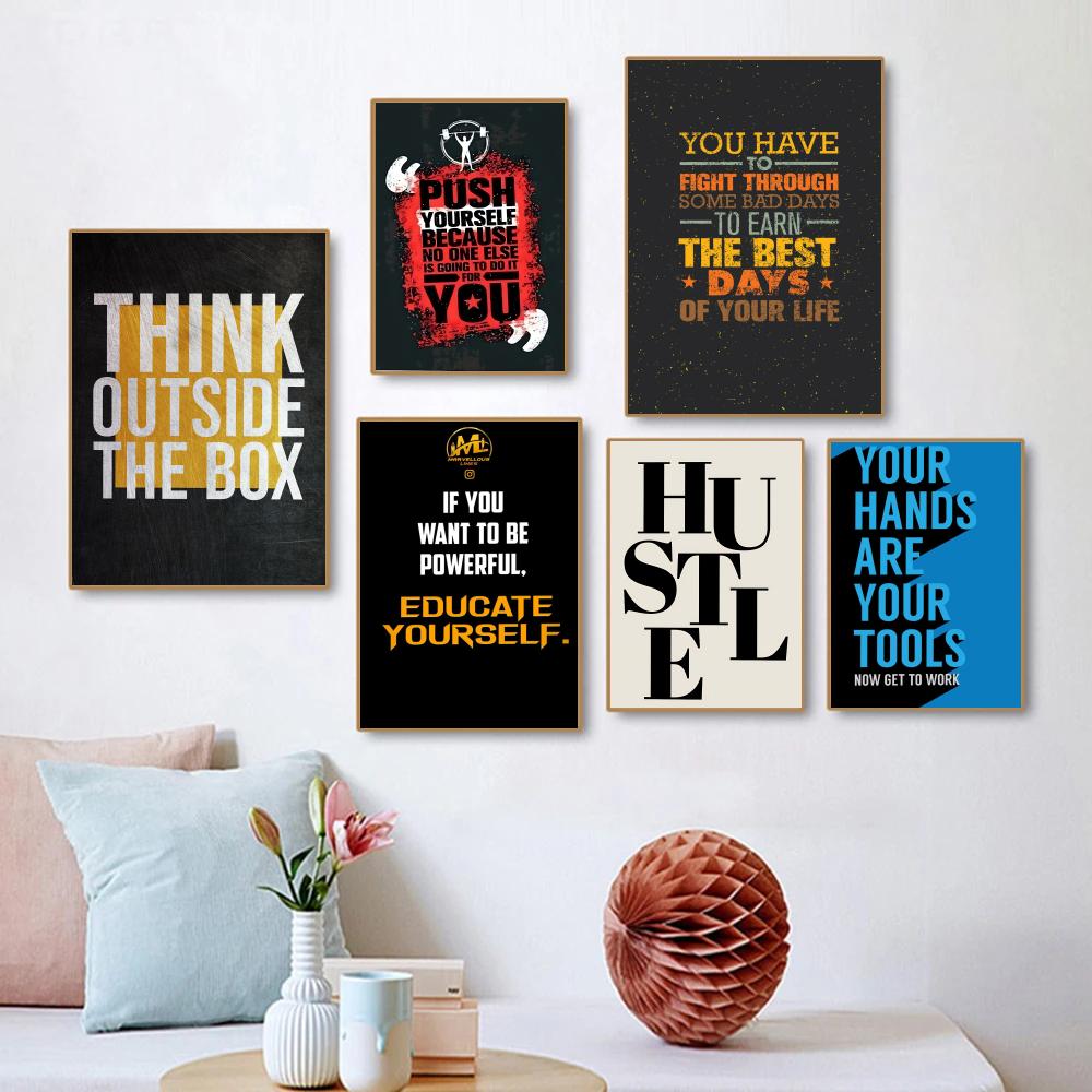 1 шт. Grind Hustle Success Мотивационный постер Бумага для печати Главная Спальня Вход Бар Кафе Искусство Живопись Украшения