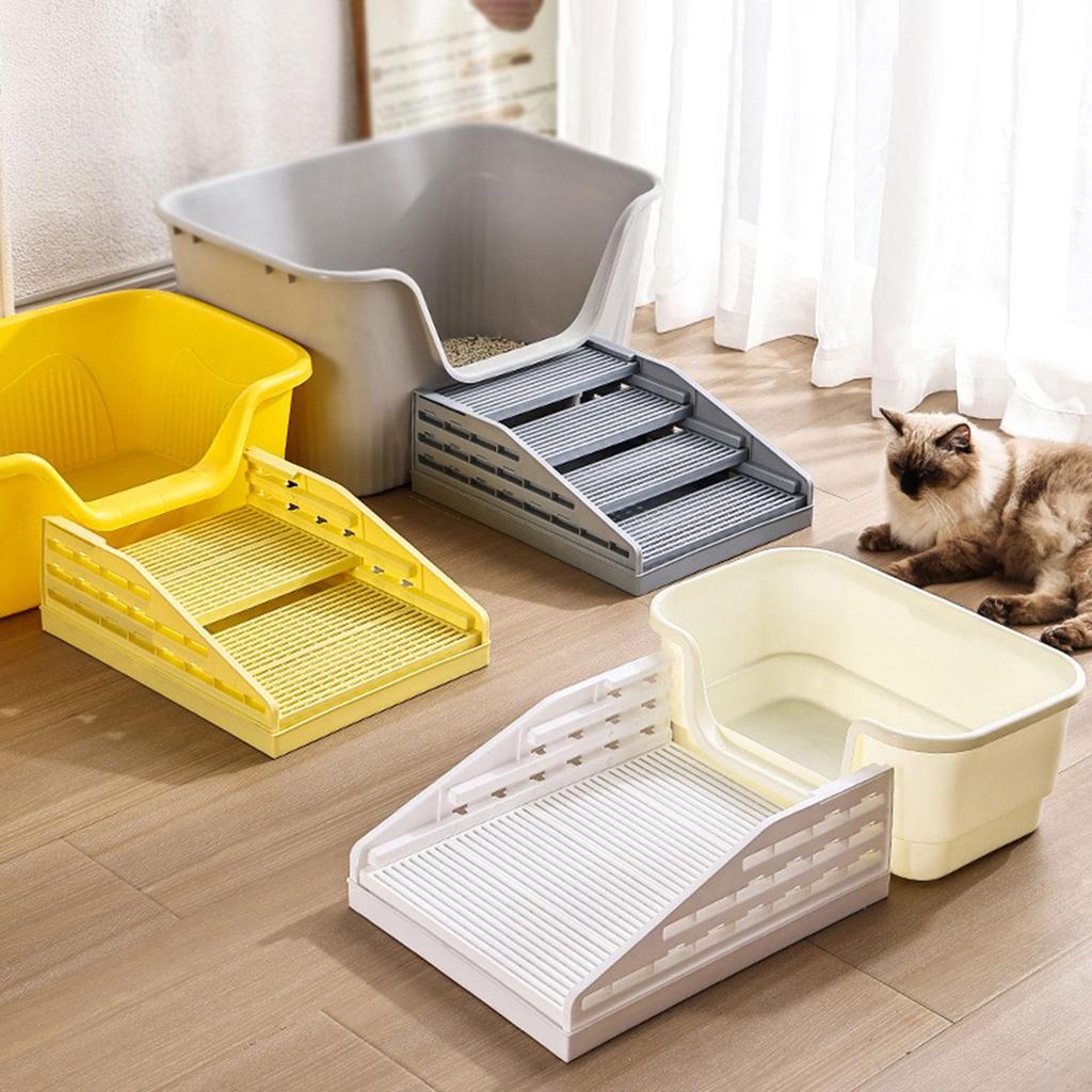 4 Steps Cat Litter Box Ramp, with Filter Function, Portable, Cats Litter Stair Catcher Cat Litter Box Step Cats Litter Trapper
