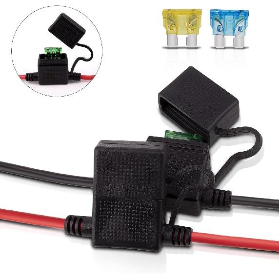 iGreely Dual Positive/Negative ATC Style Fuse Holder 10AWG Wire with Ring Terminals and 45A Connectors for Automotive 1.2M 4Ft
