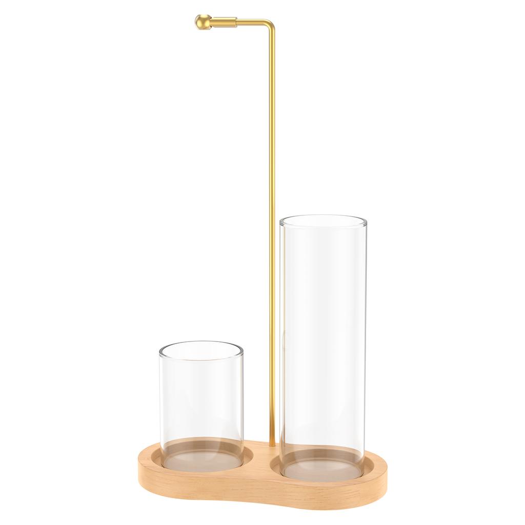 2 in1 Incense Holder Wooden Upside Down Incense Holder Anti-Ash Flying Incense Burne with Glass Ash Catcher and Sticks Organizer