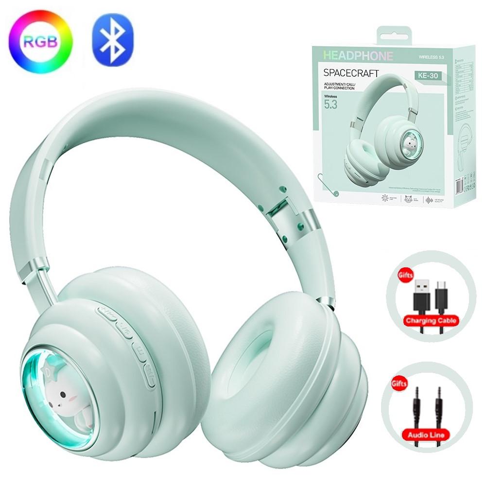 Девочки RGB свет милый кот беспроводная Bluetooth гарнитура космическая капсула наушники с микрофоном дети девочки подарки