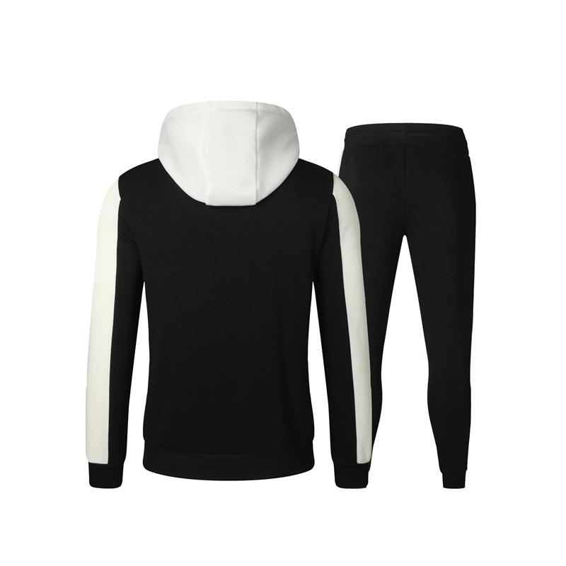 Мужской костюм из двух частей с цветными блоками, капюшоном, молнией, дышащая повседневная куртка и повседневный ремень, спортивный