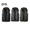 Men Cotton Vest with Removable Hood Drawstring Decoration Sleeveless Waistcoat Solid Color Zipper Placket Vest Coat