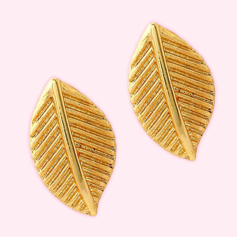 Серьги-гвоздики Gehena by Estele из металлического сплава золотистого цвета с листьями вишни для девочек и женщин