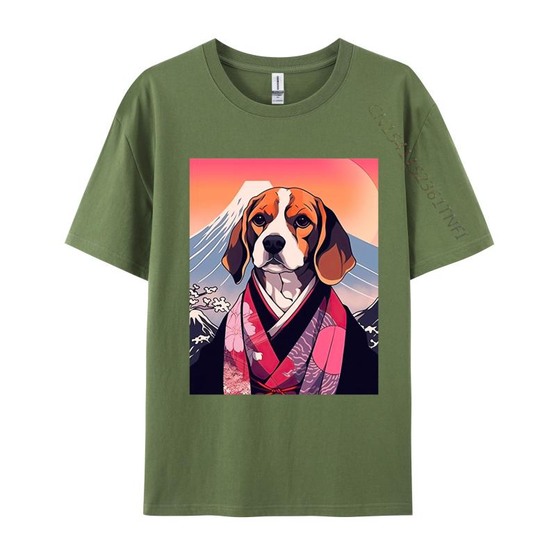 Beagle Dog Mount Fuji Tshirt Japanese Style Men T Shirt Funny Top Tshirts for Men Streetwear Mens Cotton Clothes