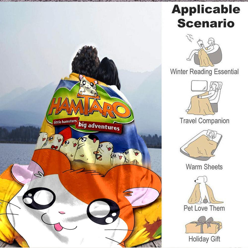 1pc Hamtaro Blanket Versatile for Couch, Office Bed