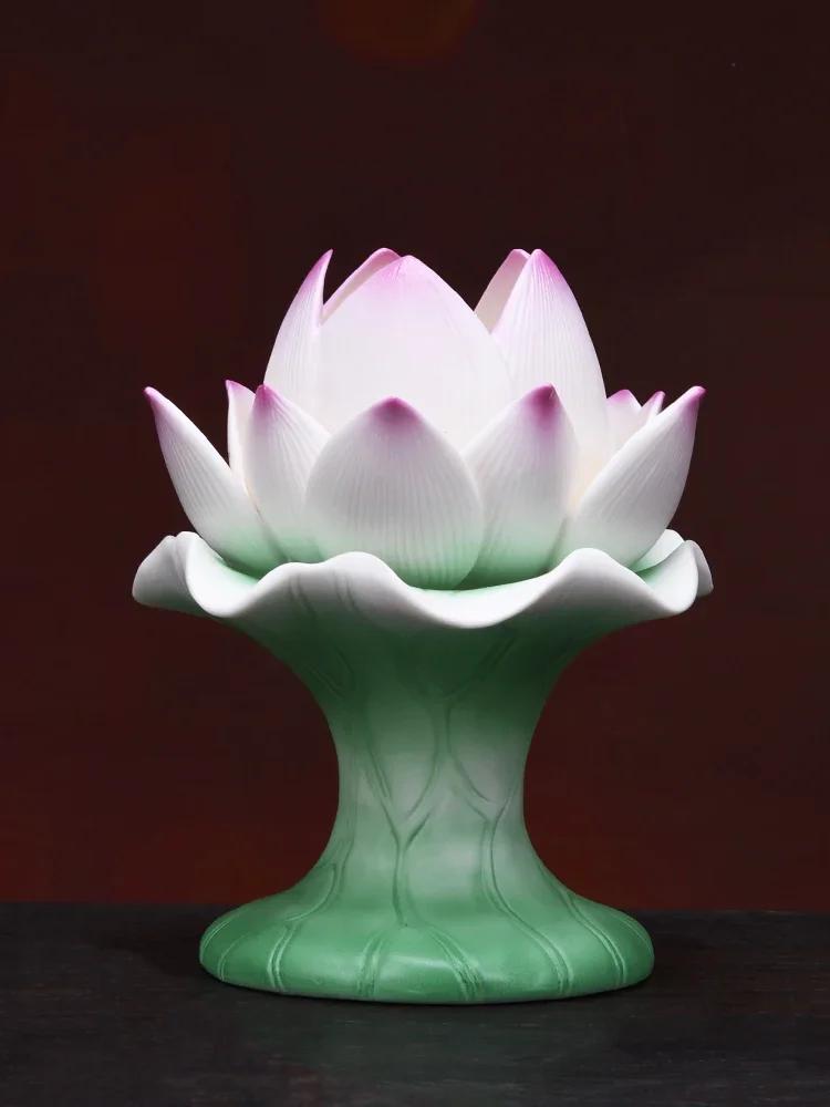 Ceramic Buddha Hall Offering Platform Buddhist Tools and Supplies Lotus Incense Burner Holy Water Cup Vase Home Furnishings