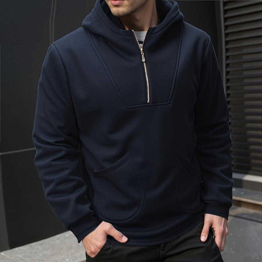 Мужская однотонная толстовка с капюшоном на молнии до середины, мужская спортивная повседневная толстовка большого размера