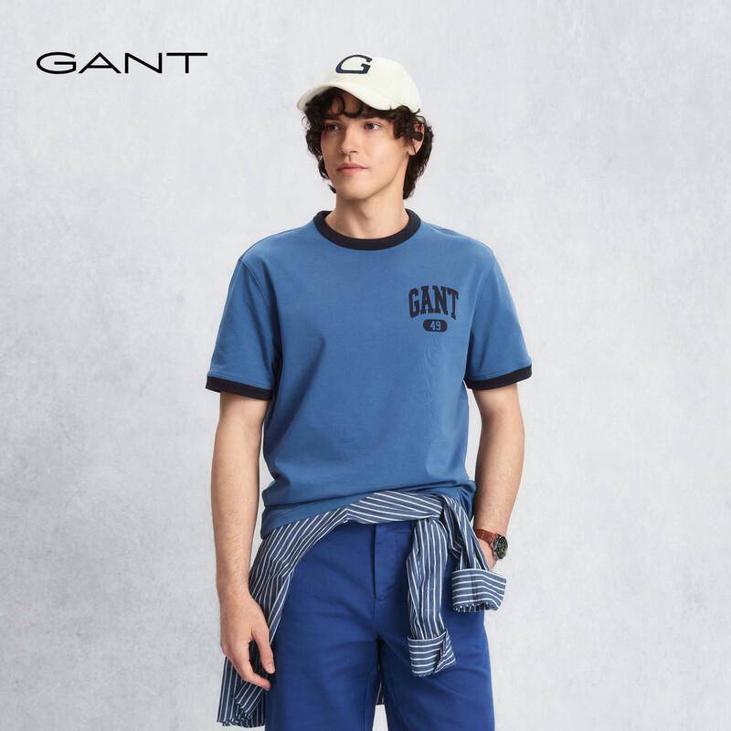 Мужская футболка GANT в стиле колледжа, с цветовыми блоками, с коротким рукавом