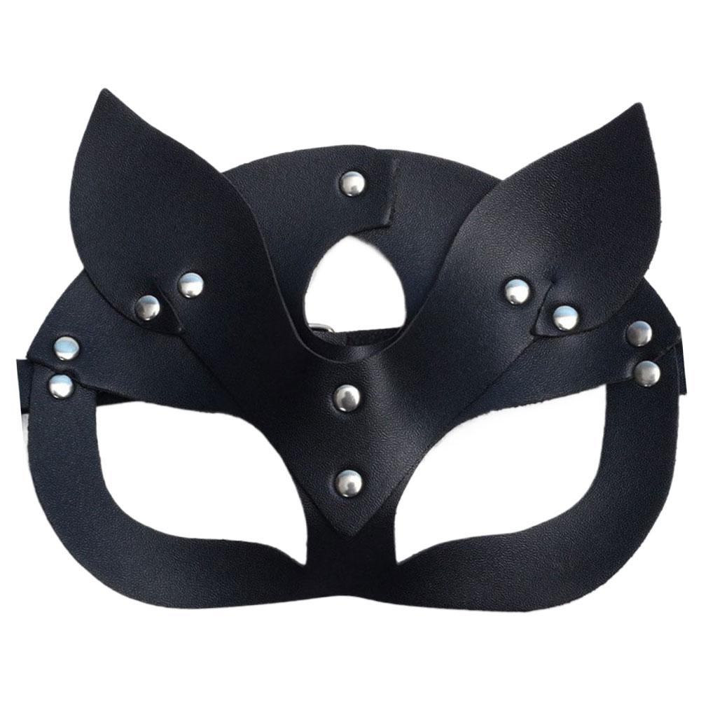 Черная кожаная маска на пол-лица Кошка Косплей для женщин Готика БДСМ Эротический аксессуар Сексуальный дизайн Удобная посадка для интимных игр