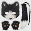 Handmade Fox Mask and Plush Tail Set with Gloves for Halloween or Cosplay