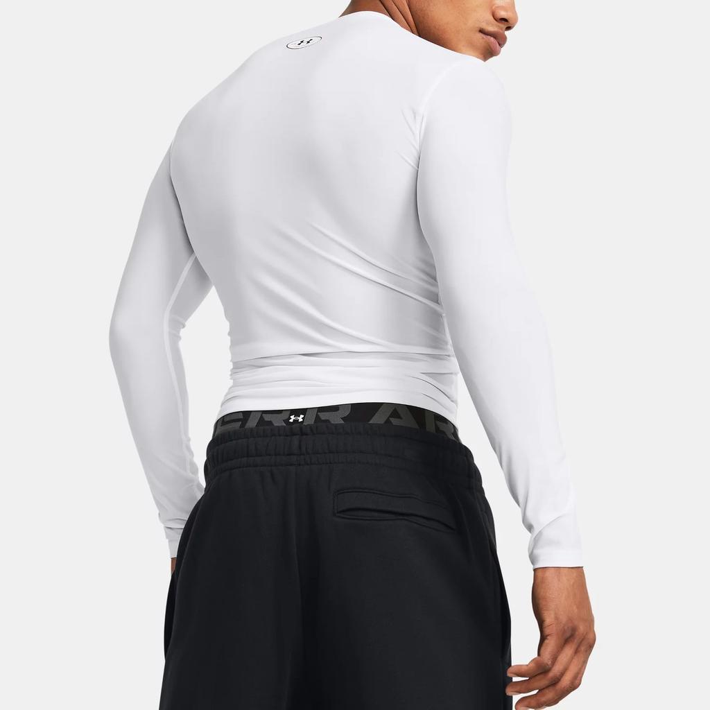 Under Armour Мужская облегающая рубашка для тренировок с круглым вырезом и длинным рукавом HeatGear® OG Logo Print, белая 1387696-100
