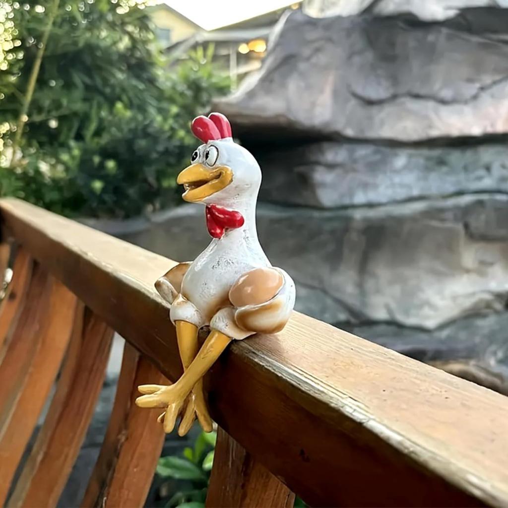 Милые статуи животных, забавная скульптура цыпленка, декоративная скульптура, сидящая мультяшная статуя цыпленка для сада, заднего двора, фигурка цыпленка из смолы, декор для стола в фермерском доме