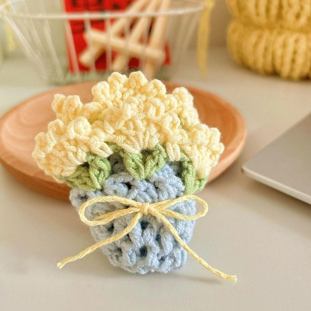 Hand-knitted Rose Bouquet Coasters Round Flower Platemat Home Dining Table Decor