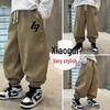 Спортивные брюки для мальчиков на флисовой подкладке - Коллекция весна/осень 2025: Толстые, длинные спортивные штаны для детей