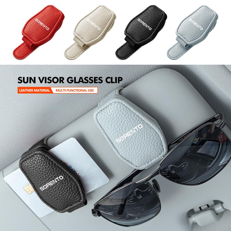 For KIA Magnetic Leather Car Sunglasses Clip Ticket Clip Auto Accessories Sorento R 2011 2013 2014 2016 2017 2018 Stinger BO2
