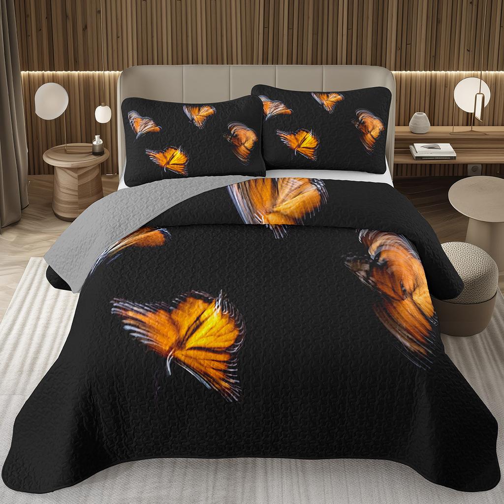 Покрывало с бабочками Твин/Квин/Кинг Акварельный ботанический цветочный стеганый двусторонний комплект постельного белья в стиле фэнтези