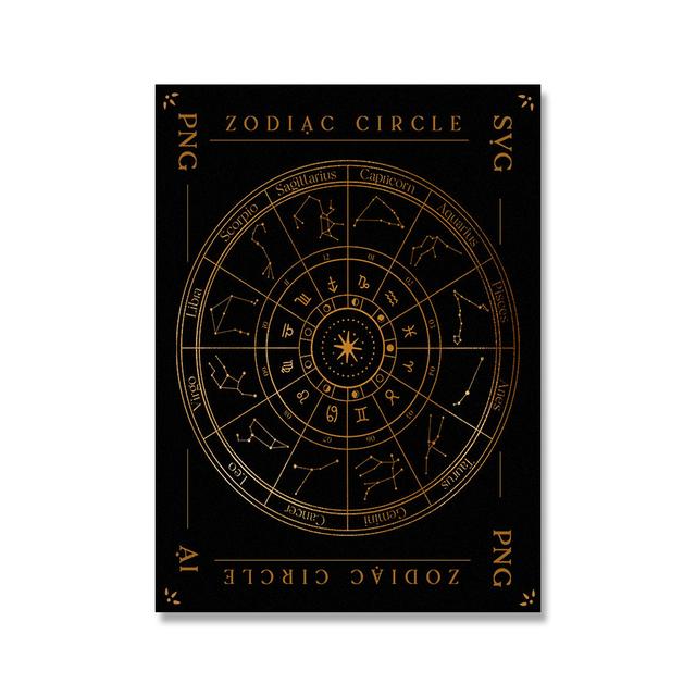 Гороскоп Гадание Плакат Астрология Зодиак Фаза Луны Символы Печатает Холст Картины Настенные Художественные Фотографии Ведьма Декор Для Гостиной