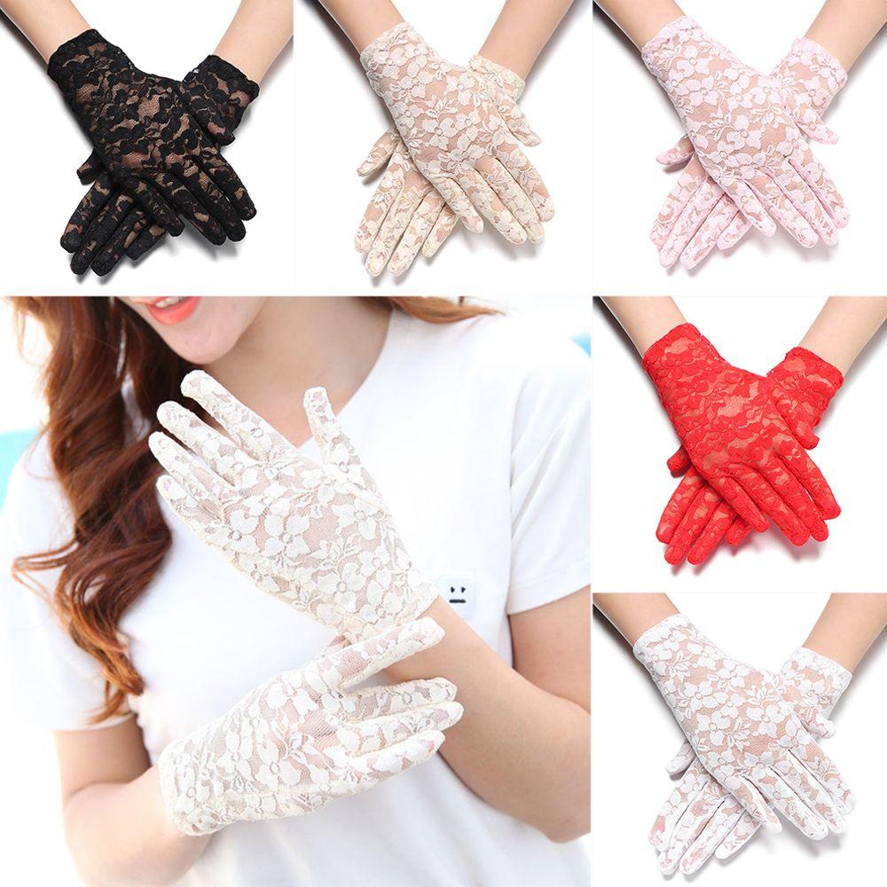 Fashion Driving Short Bride Lace Gloves UV Protection Gloves Sunscreen Gloves Hollow-Out Mittens
