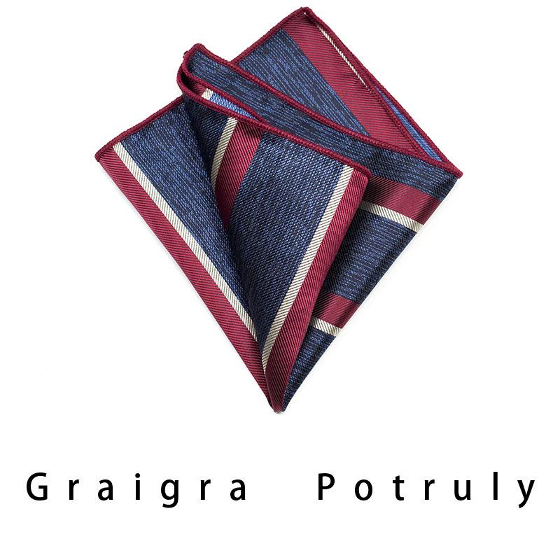 Italian Style Tie Men'S Formal Wear Business Striped Retro Gray Coffee Suit Shirt Pocket Towel Suit