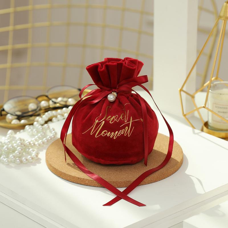 1 шт., креативная свадебная бархатная пряжа, подарочная сумка для конфет, мини-сумочка для рождественских украшений с жемчугом