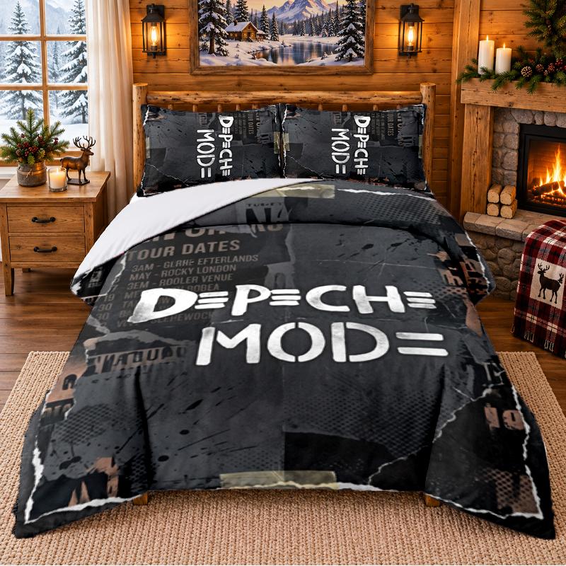 Printed 3Pcs Bedding Set Depeche Mode Pattern Bed Sheet Pillowcase For Bedroom Decor