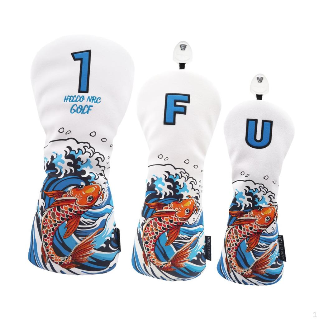 3 шт. чехлы для головок клюшек для гольфа, драйвер Fairway, износостойкие деревянные гибридные гольфисты