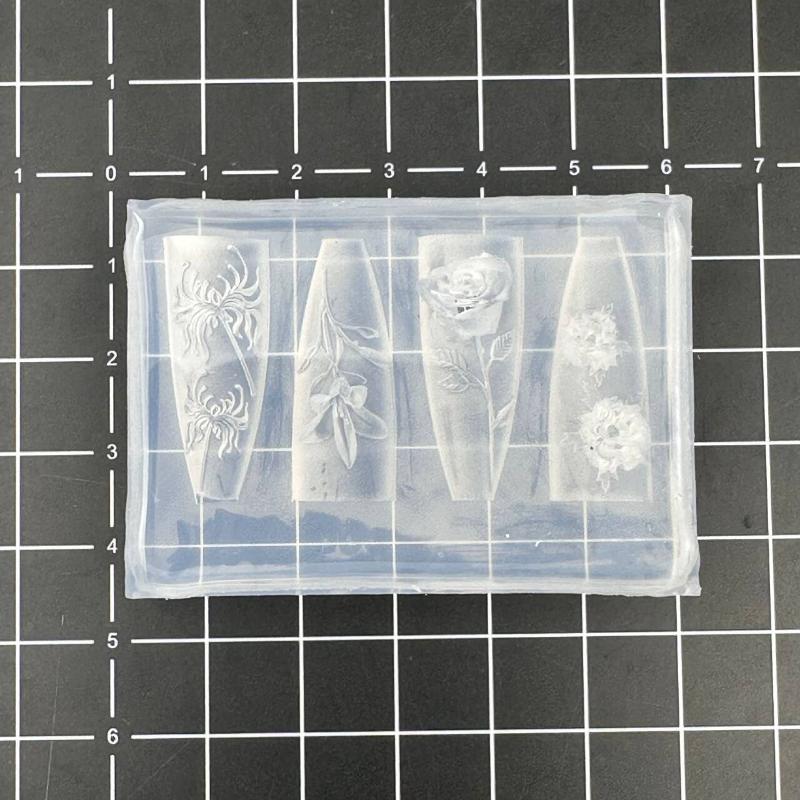 "3D Rose Skull Nail Art Silicone Mold, Floral Pattern DIY Manicure Tool, Transparent Template for Nail Art Decoration