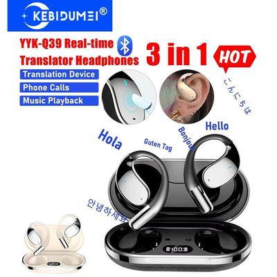 Наушники-вкладыши с функцией перевода с помощью искусственного интеллекта Беспроводные наушники Bluetooth 5.4 Наушники с функцией перевода с помощью искусственного интеллекта на 144 языка в реальном времени Гарнитуры с функцией шумоподавления HIFI Bass ENC