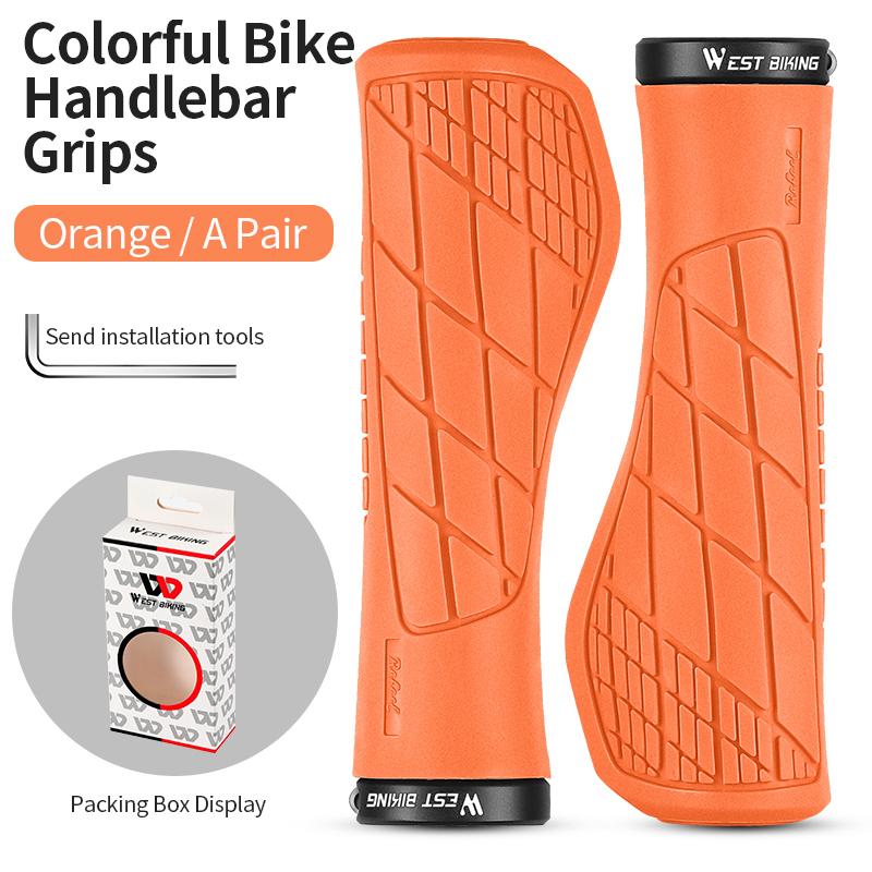 WEST BIKING Colorful Grips Rubber Non-slip MTB Bike Handlebar Grip Aluminum Alloy Bicycle Accessories Cycling Handle Bar Grips